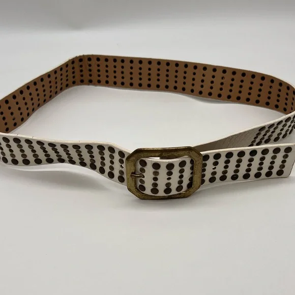 Lake Shore Drive Brown tooled leather Studded wide Vintage Western Belt large Vintage Brown Leather Cowboy Belt: Studded Western Style  main image 2